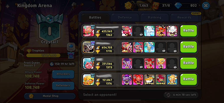 Opponents in the arena