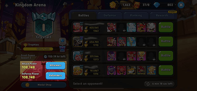 Your teams in the arena